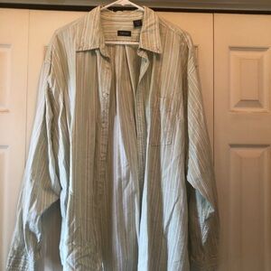 Izod Light Green Striped Cotton Button-Down Shirt